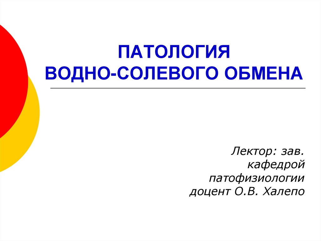 Водно солевой обмен презентация