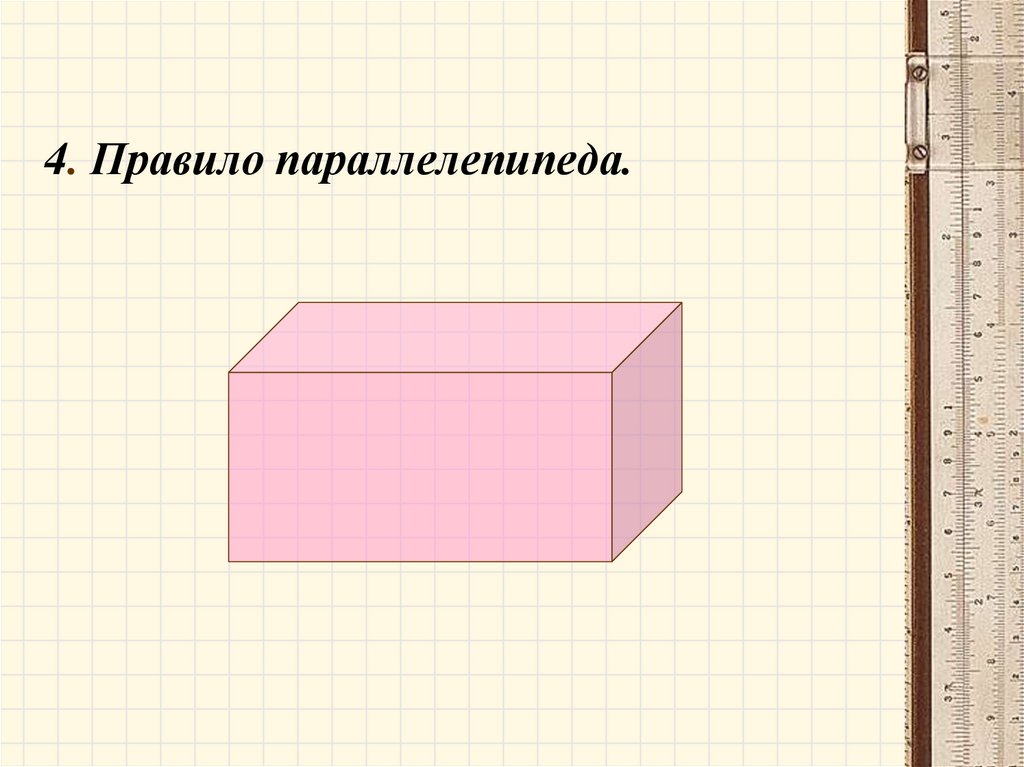 Прямоугольный рисунок. Схема к парпллелипипеду. Операции над векторами правило параллелепипеда. Параллелепипед 10 класс презентация Савченко. Как нарисовать наклонный параллелепипед по клеточкам.