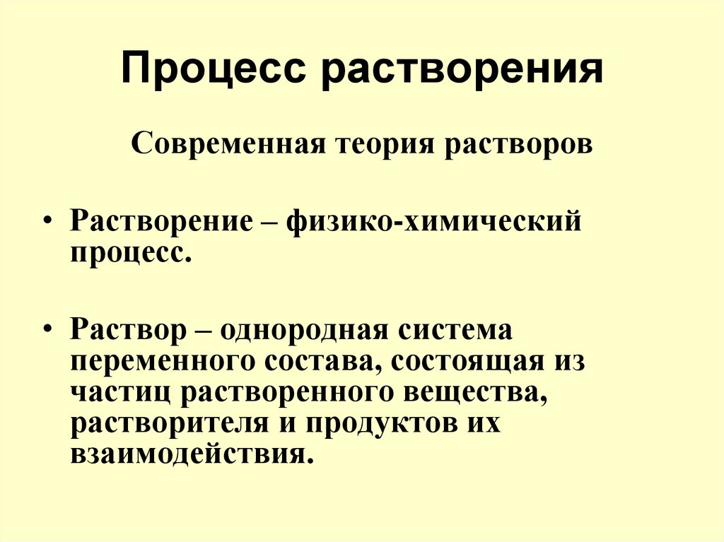 Этапы растворения