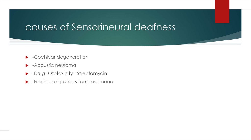   causes of Sensorineural deafness