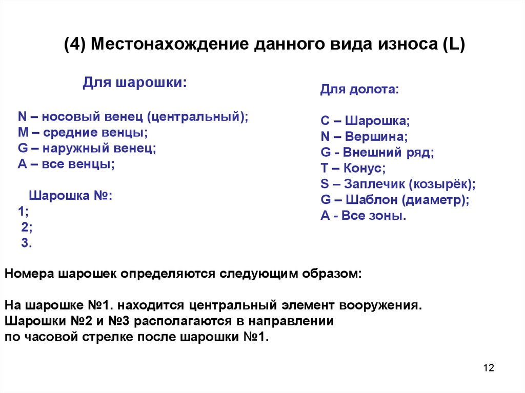 Расшифровка долот. IADC коды шарошечных долот. Коды износа долота. Маркировка долото буровое.