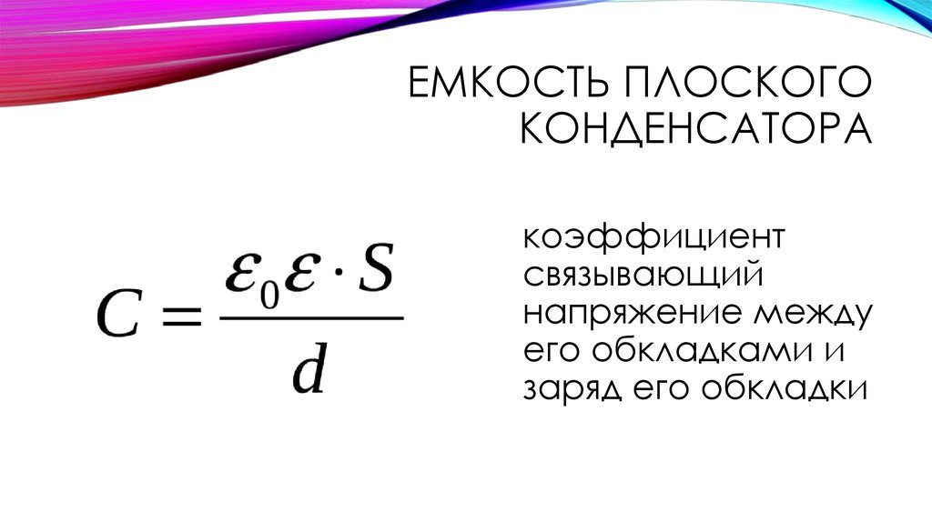 Емкость плоского конденсатора пространство между обкладками