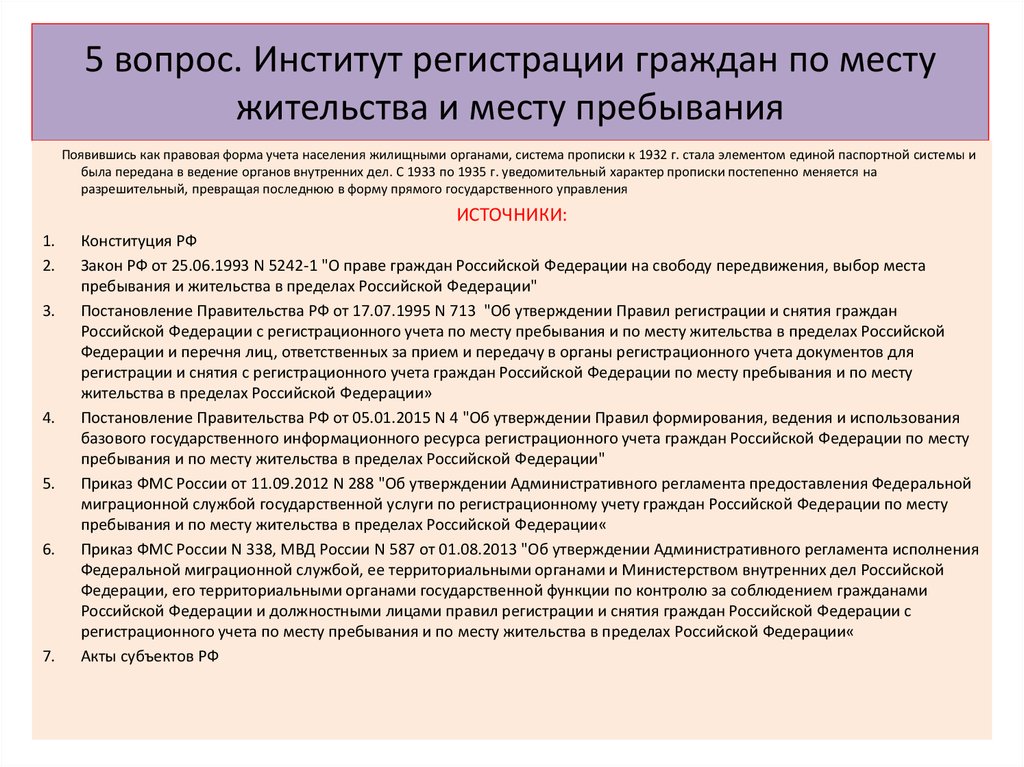 Правила регистрации российских граждан