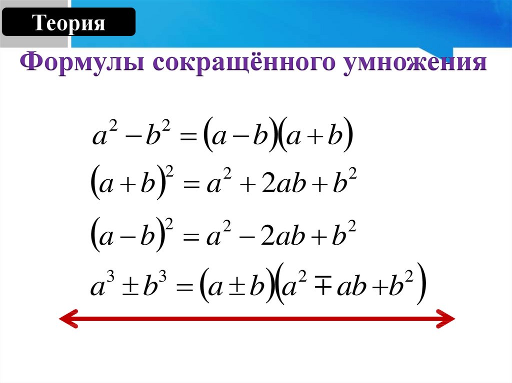 Формулы сокращенного умножения. Формулы сокращенного умножения 7 класс Алгебра тренажер.