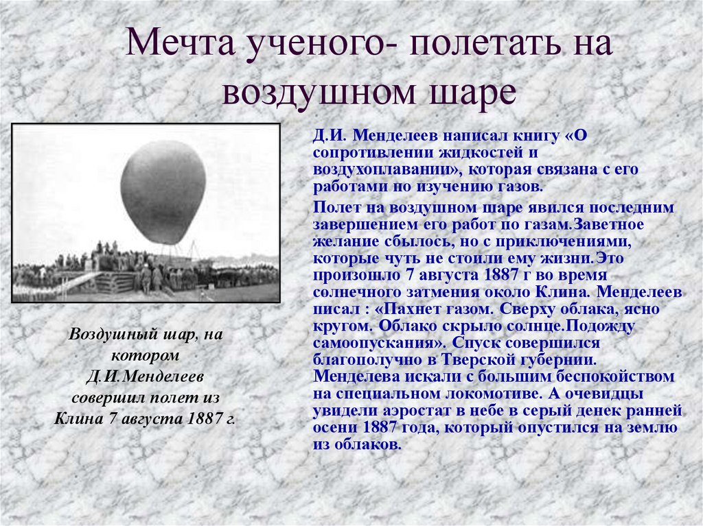 Менделеев на шаре. Полет Менделеева на воздушном шаре 1887. Менделеев путешествие на воздушном шаре.
