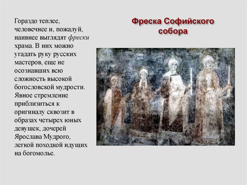 Фрески софии киевской в кикты. Групповой портрет дочерей Ярослава Мудрого Кикта. Дочери Ярослава Мудрого фреска. Образы симфонии фрески Софии Киевской. Фрески Софии Киевской Кикты.