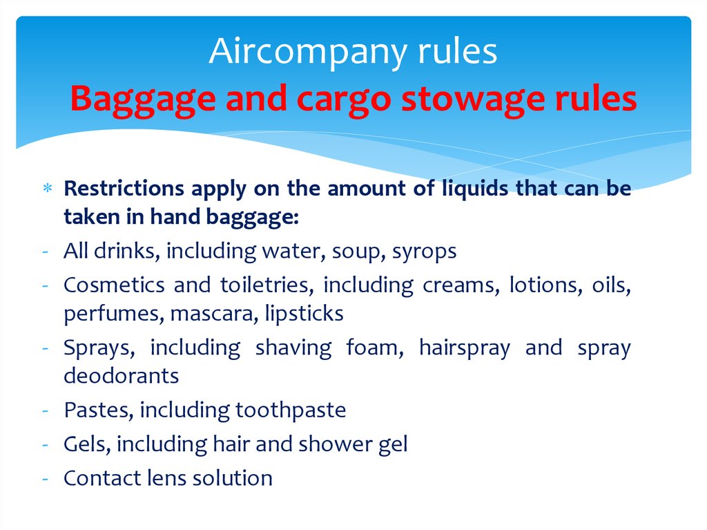 Presentation Rules. Letter to the Aircompany Lost Luggage.