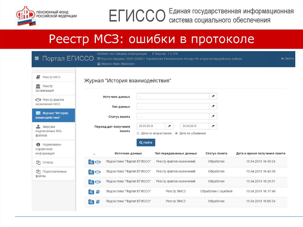 Кабинет поставщика информации. Реестр фактов назначения МСЗ В ЕГИССО. КПИ ЕГИССО. Реестр данных. Кабинет поставщика.