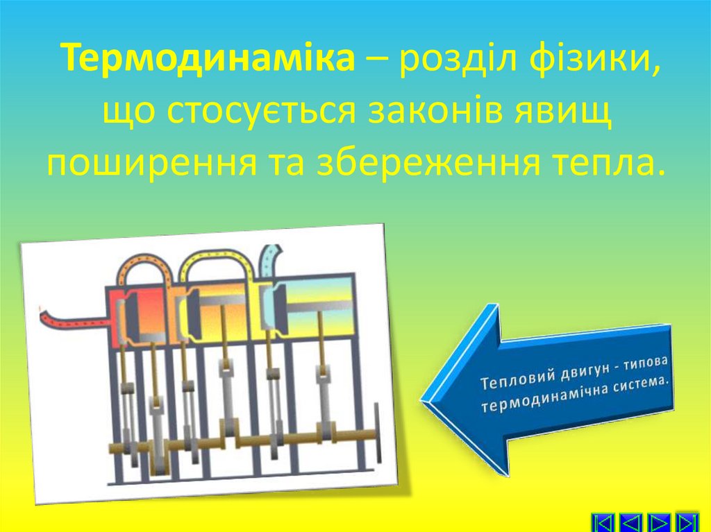 Термодинаміка – розділ фізики, що стосується законів явищ поширення та збереження тепла.