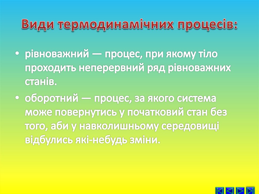 Види термодинамічних процесів: