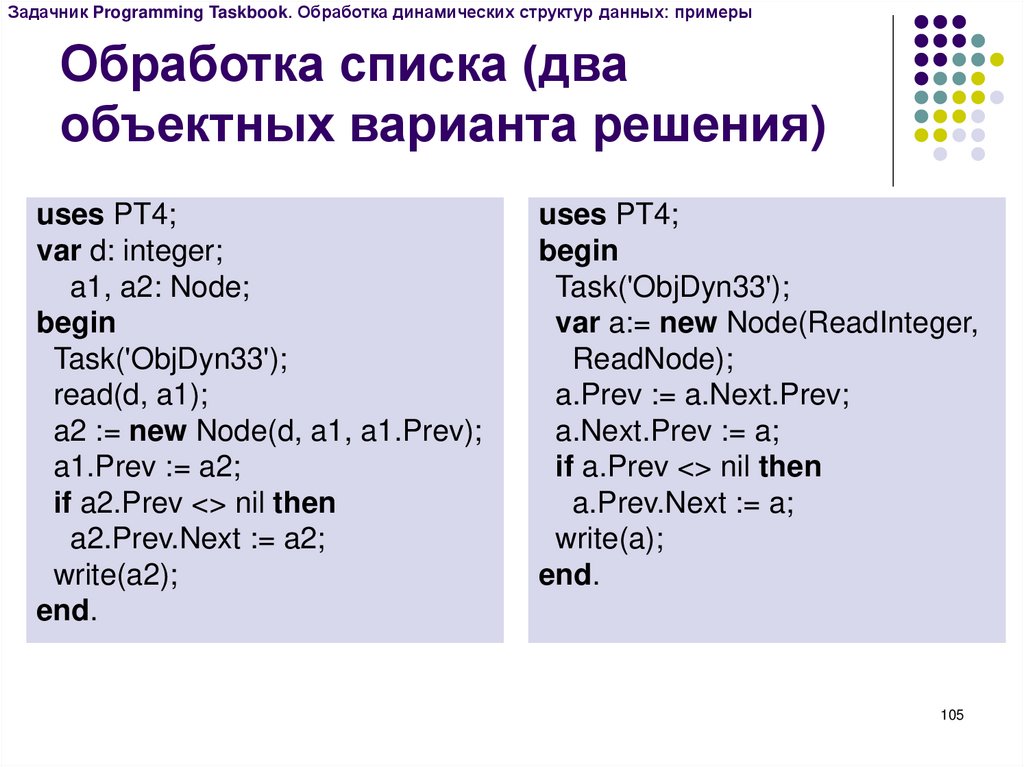 Два списка. Uses pt4. Pt4 Taskbook. Java динамические структуры данных. Programming Taskbook.