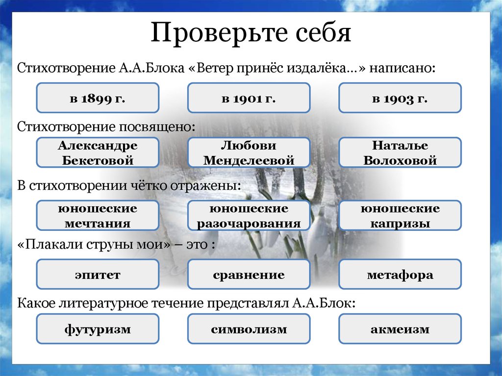 Ветер принес издалека блок анализ стихотворения по плану 9 класс