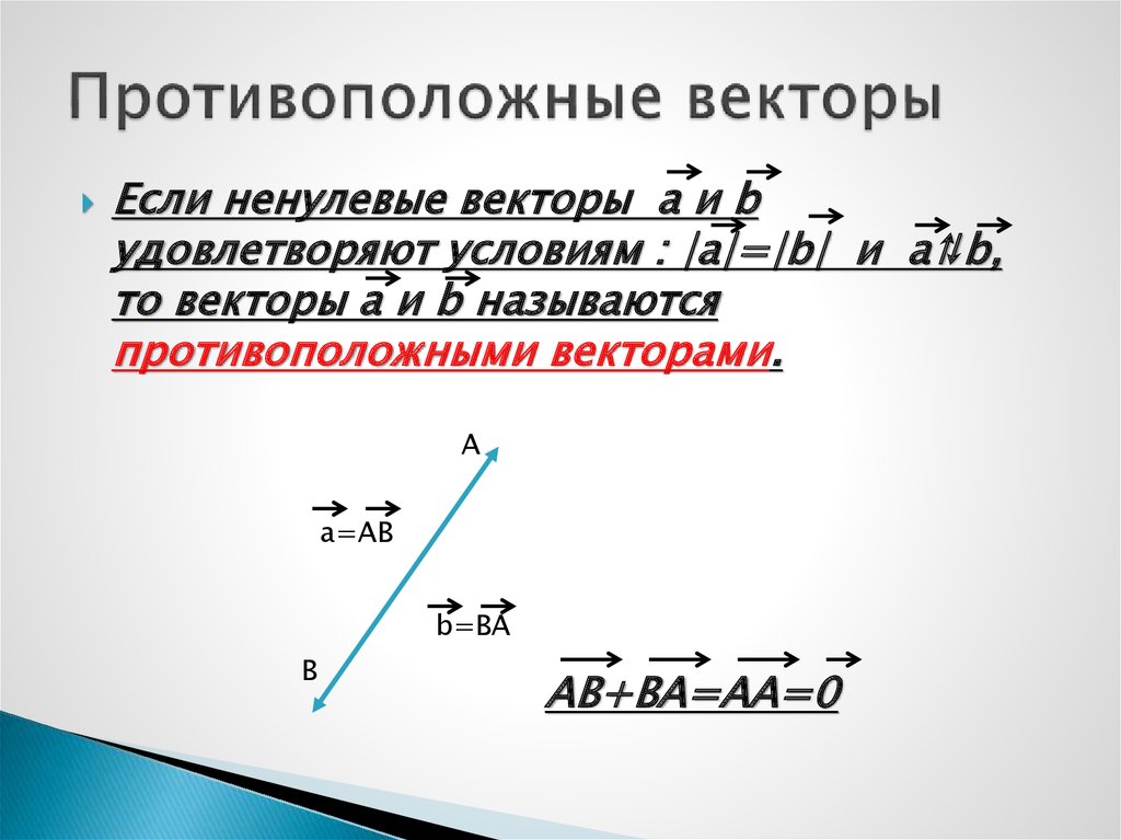 Противоположные векторы равны