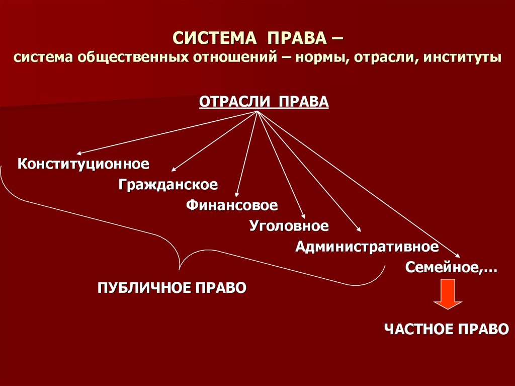 Презентация система права основные институты отрасли права