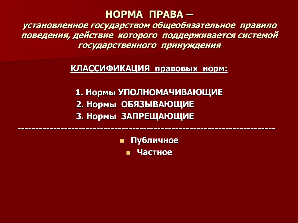 Общеобязательное правило поведения установленное государством