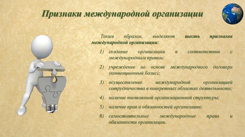 Человека в соответствии с международными. Признаки международной организации. Признаки международной межгосударственной организации. Шесть признаков международной организации. Основные признаки международных организаций.