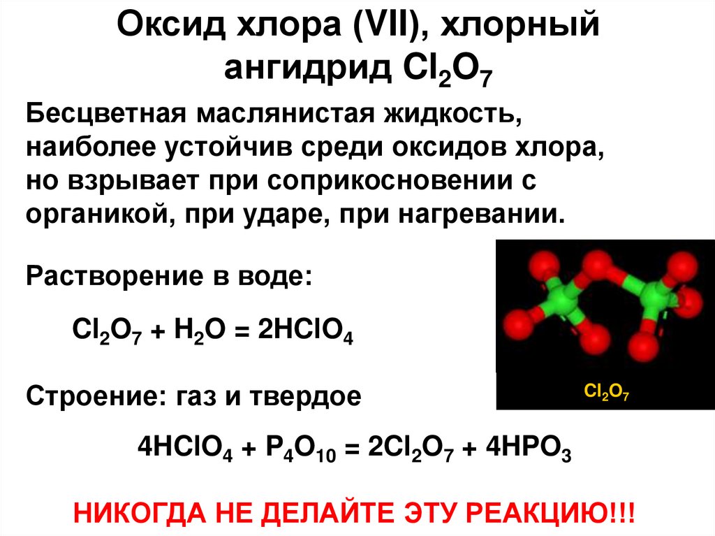 Оксид хлора 5 и вода реакция