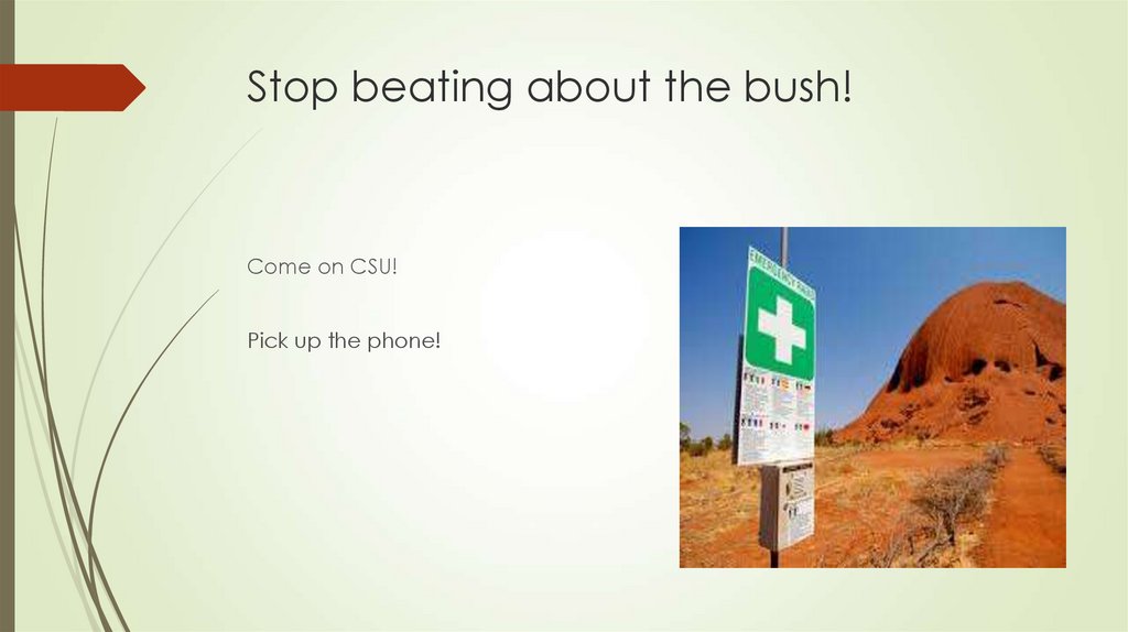 Stop beating about the bush!