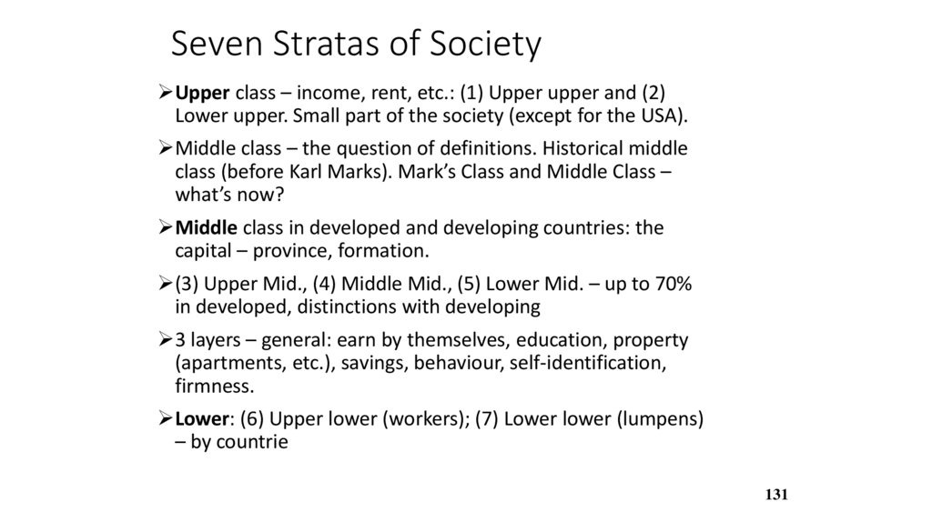 Seven Stratas of Society
