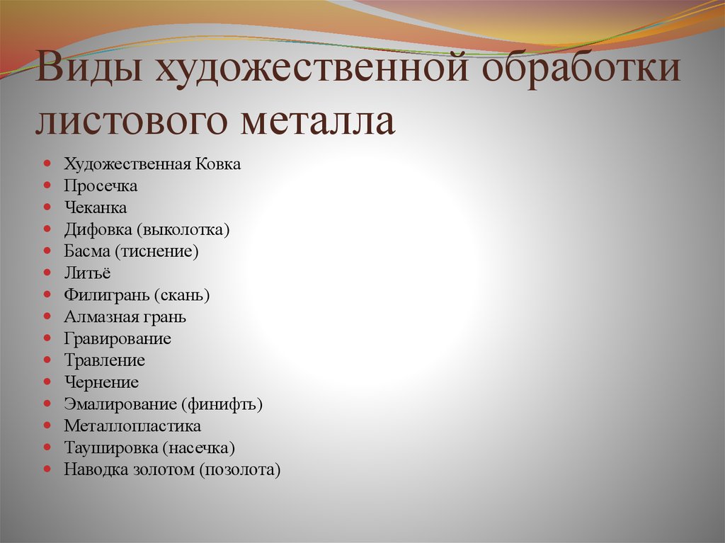 Виды художественной обработки металла 7 класс презентация