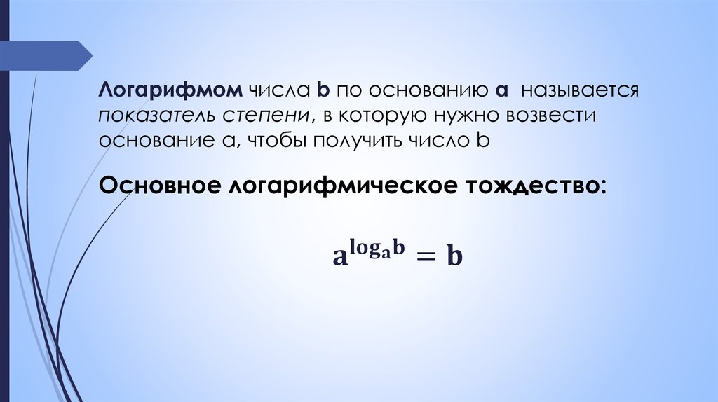 Логарифм свойства логарифма основное логарифмическое тождество