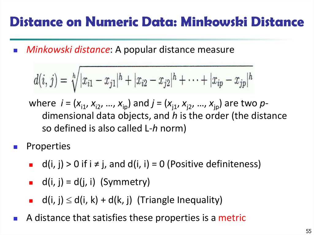 Distance on Numeric Data: Minkowski Distance