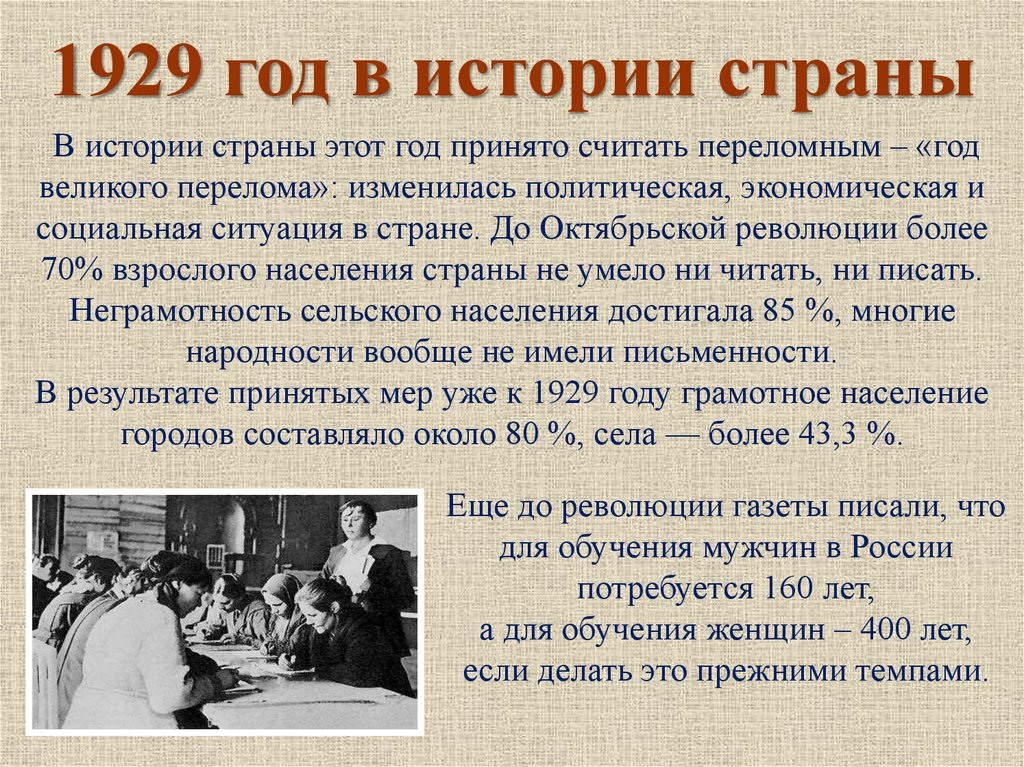1929 год в истории страны