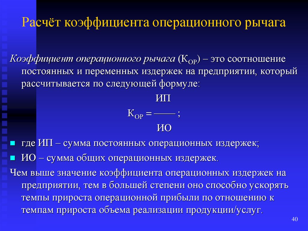 Операционный рычаг презентация