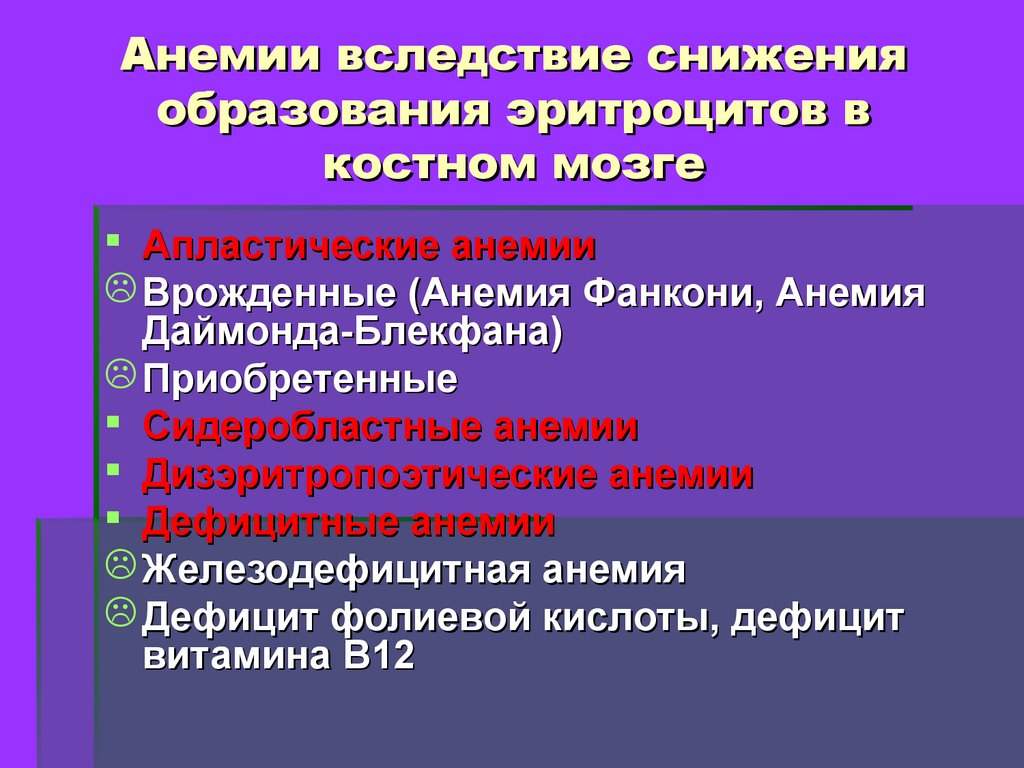 Апластические анемии презентация