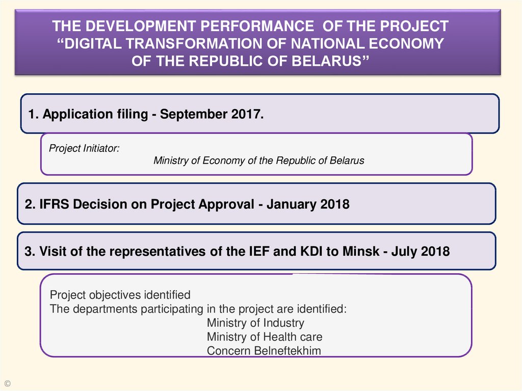 THE DEVELOPMENT PERFORMANCE OF THE PROJECT “DIGITAL TRANSFORMATION OF NATIONAL ECONOMY OF THE REPUBLIC OF BELARUS”