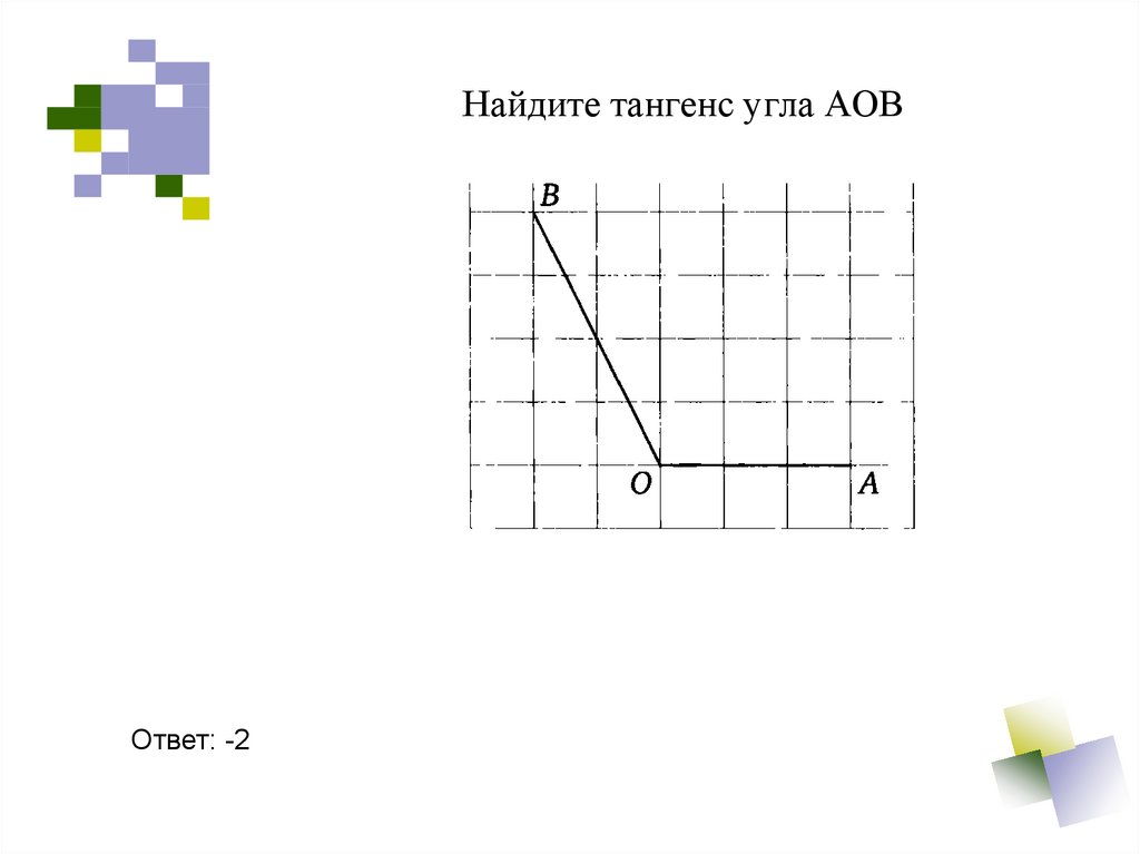 Найдите тангес угла aob изображенного на рисунке