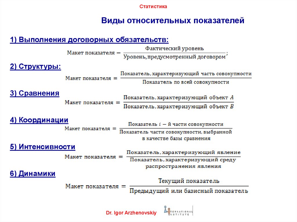 Типы статистических показателей