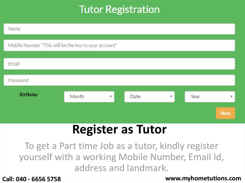 Register as Tutor