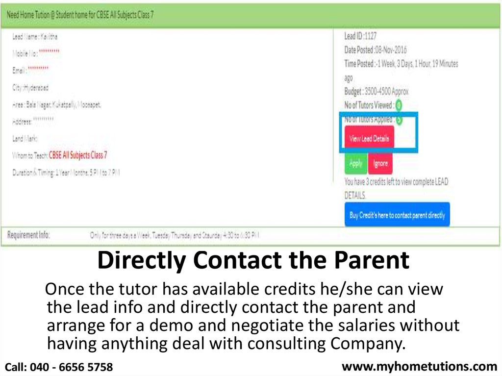 Directly Contact the Parent