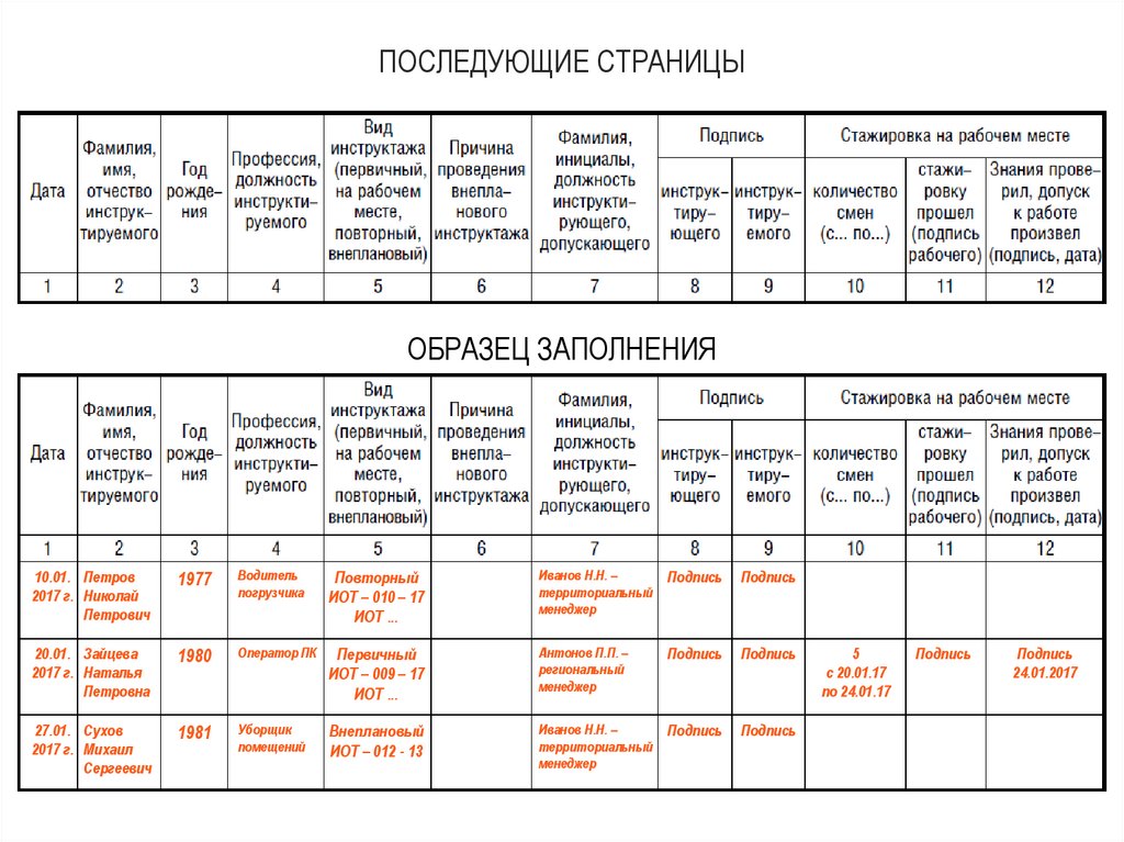 Журнал первичного инструктажа 2023