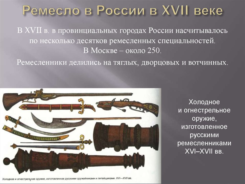 Составь схему ремесла в россии 17 18 веков