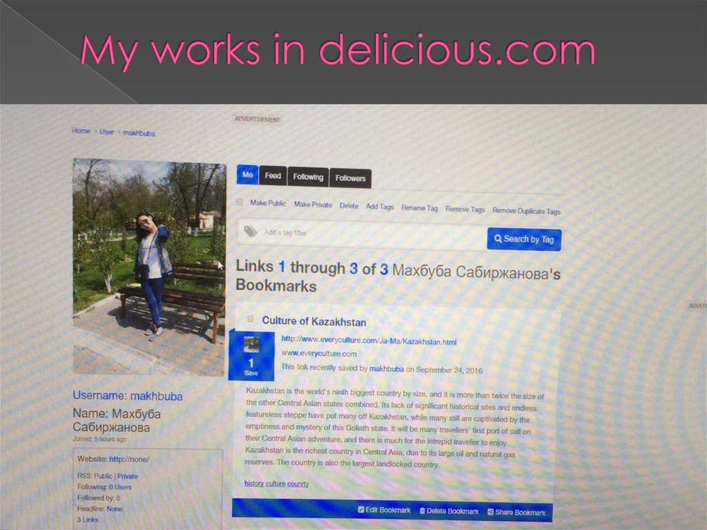 My works in delicious.com