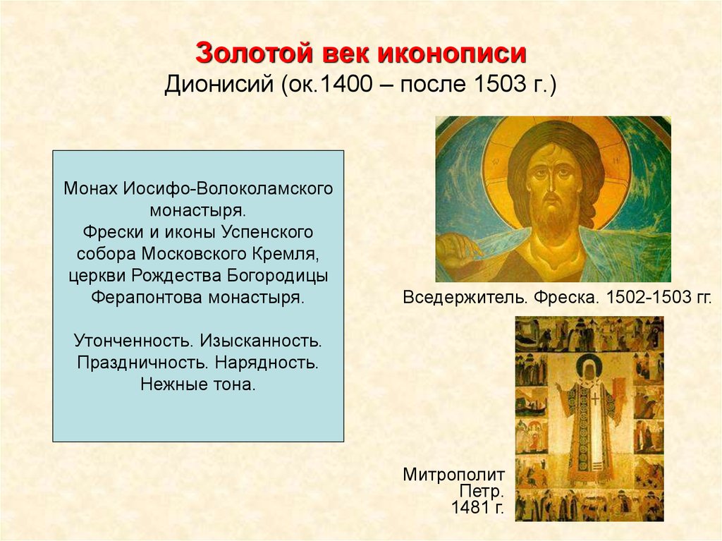 Золотой век иконописи Дионисий (ок.1400 – после 1503 г.)