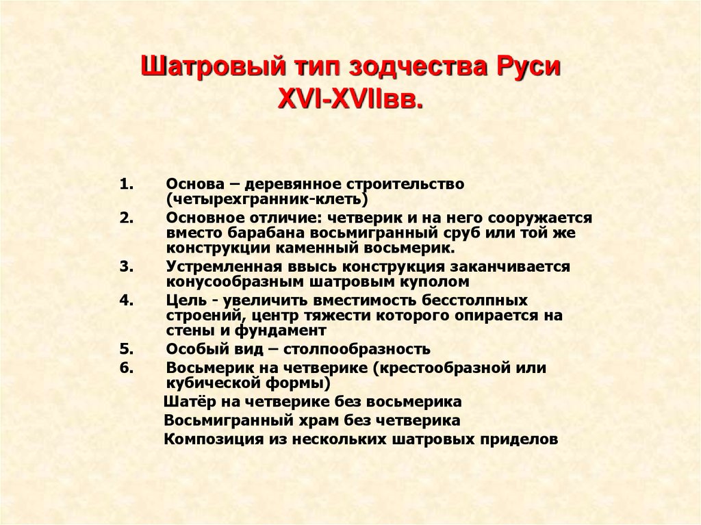 Шатровый тип зодчества Руси XVI-XVIIвв.