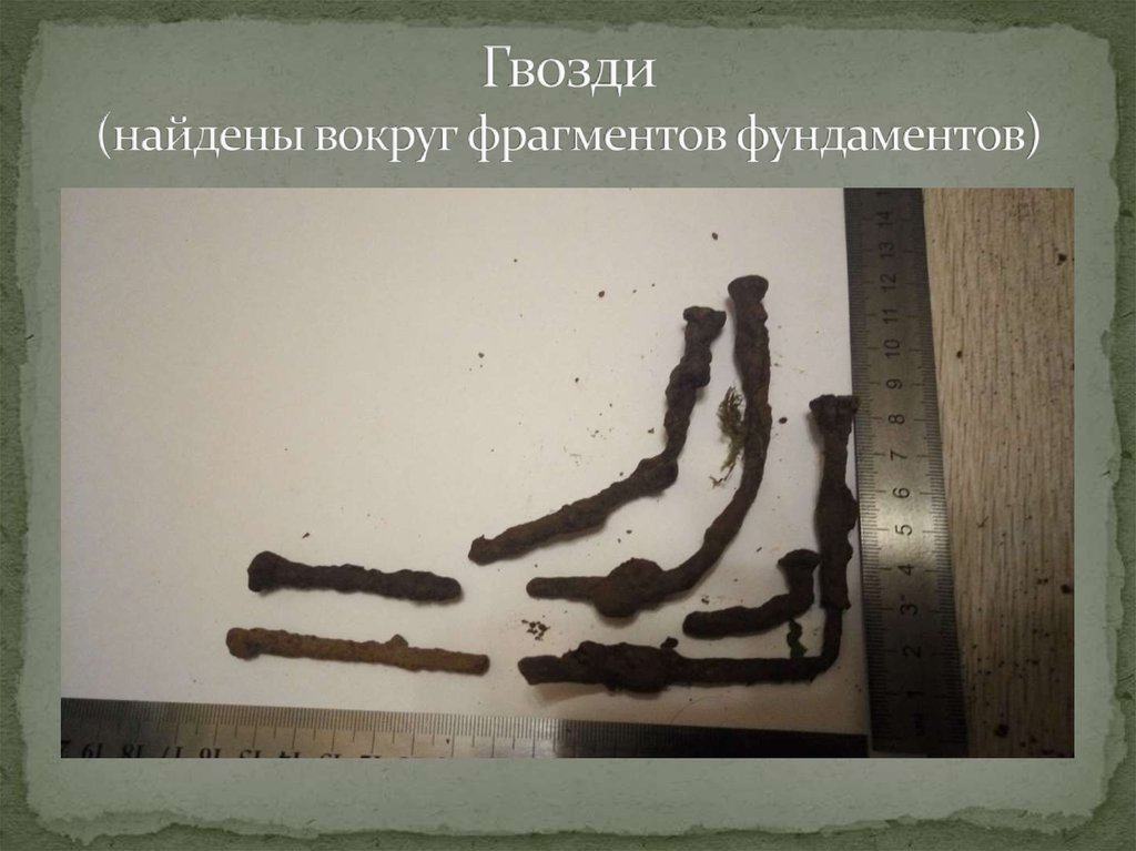Гвозди (найдены вокруг фрагментов фундаментов)