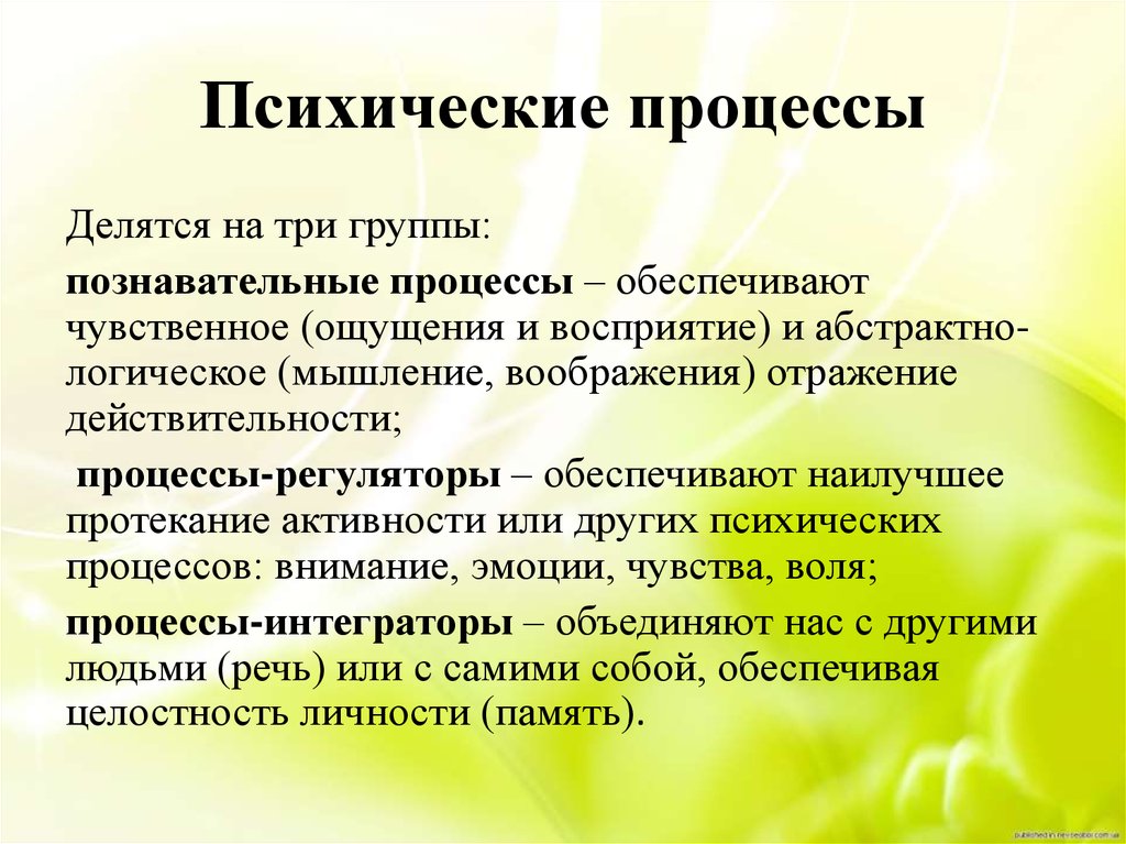 Обследование психических процессов. Психические процессы. Психологические процессы делятся на.