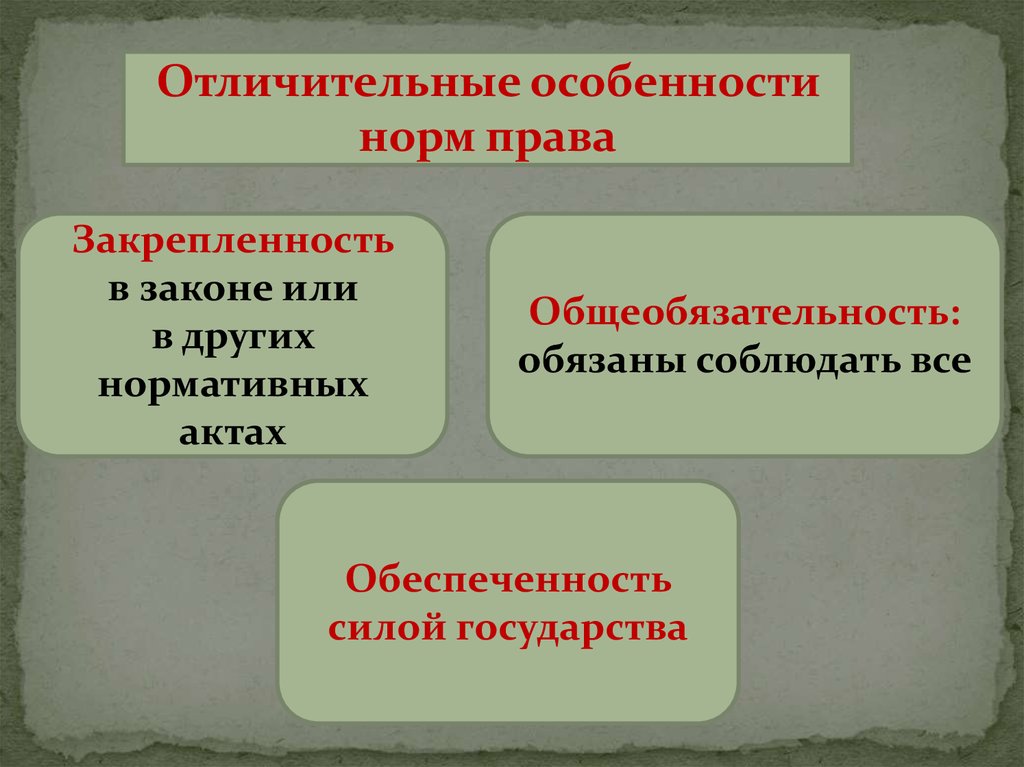 3 силы государства. Особенности норм права. Отличительные характеристики нормы права..