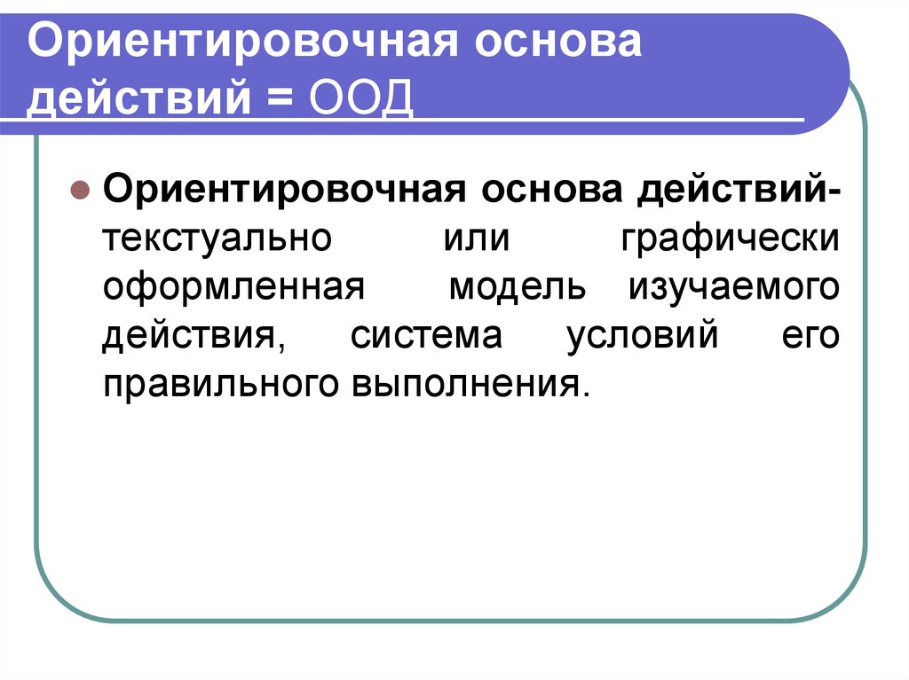 Схема ориентировочной основы деятельности