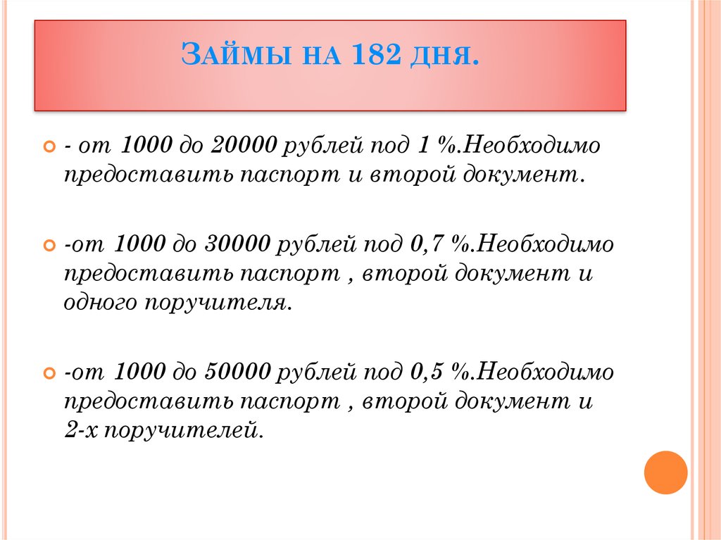 Займы под залог и без залога - презентация онлайн