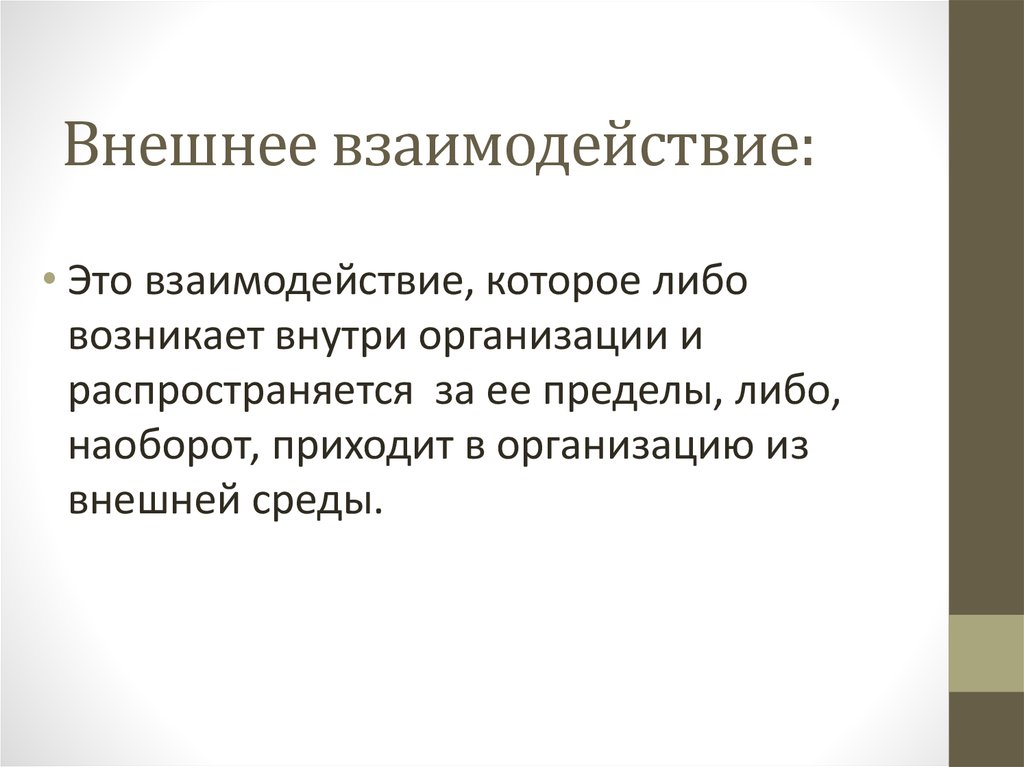 Внешнее взаимодействие. Взаимодействие с внешними организациями. Взаимодействие с внешней средой. Внутреннее и внешнее взаимодействие.