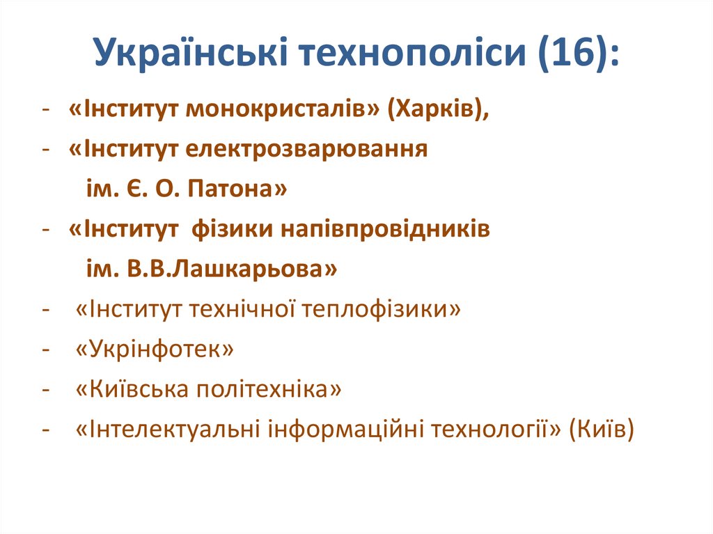 Українські технополіси (16):