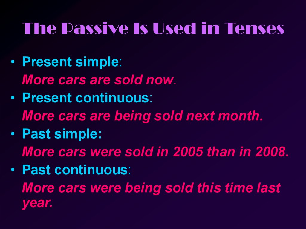 The Passive Is Used in Tenses