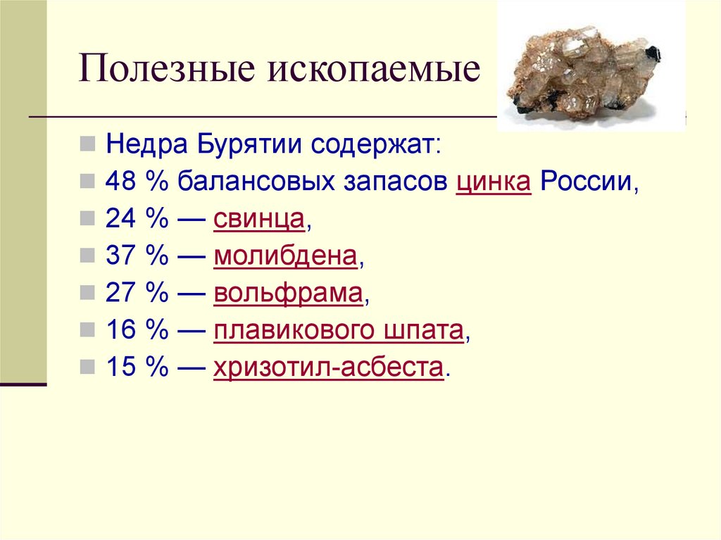 Карта полезных ископаемых бурятии