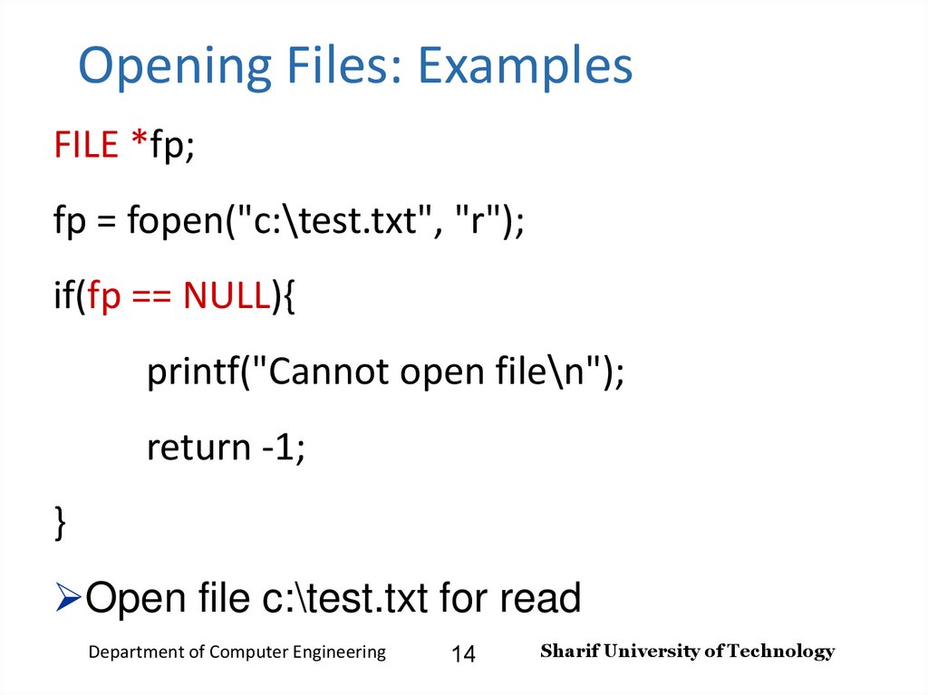 Opening Files: Examples