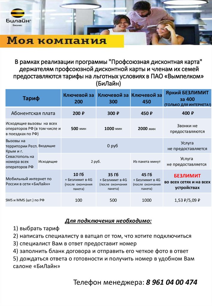 Тариф ключевой за 400 билайн описание